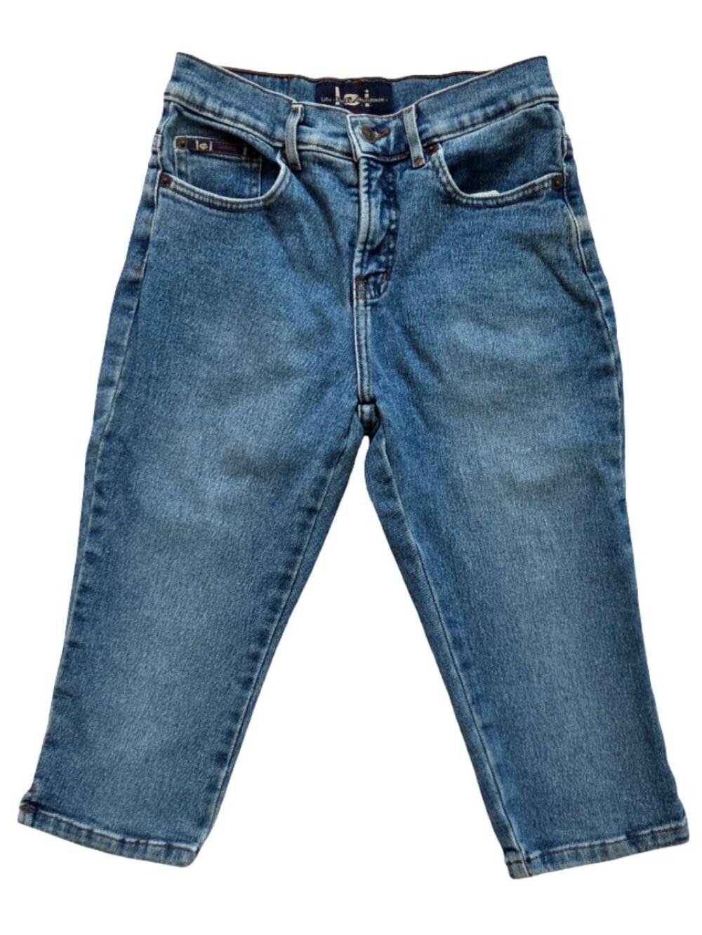 Vintage LEI Juniors Capri Jeans Size 5 Blue Denim Y2K Cropped Pants Mid Rise 90s